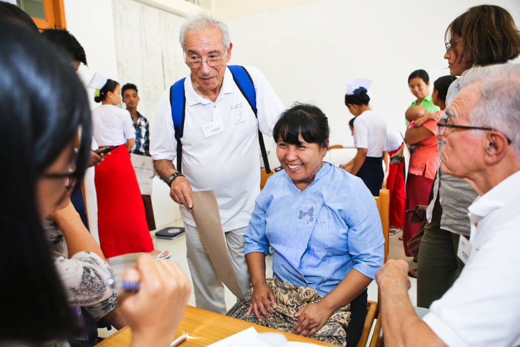 Medical and non-medical volunteers serve in Nay Pyi Taw, Myanmar. Pre screening of patient possibilities